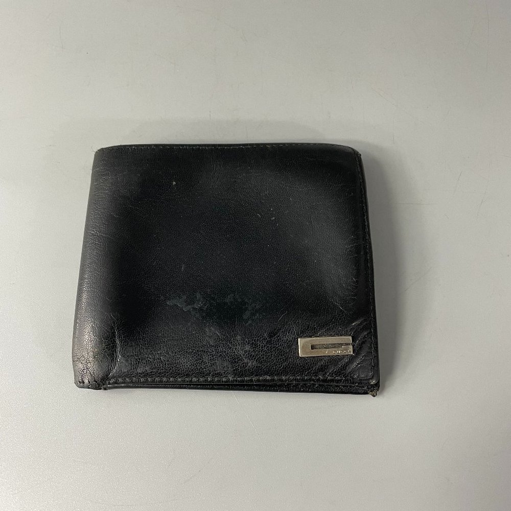 Vintage Gucci Initial G Logo Black Leather Men's Bifold Wallet